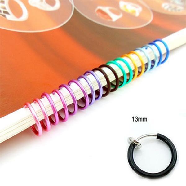 2PCS Cool Fake Stud Earring Clip Piercing Body Nose Lip Goth Punk Ring Hoop Ear Syeer