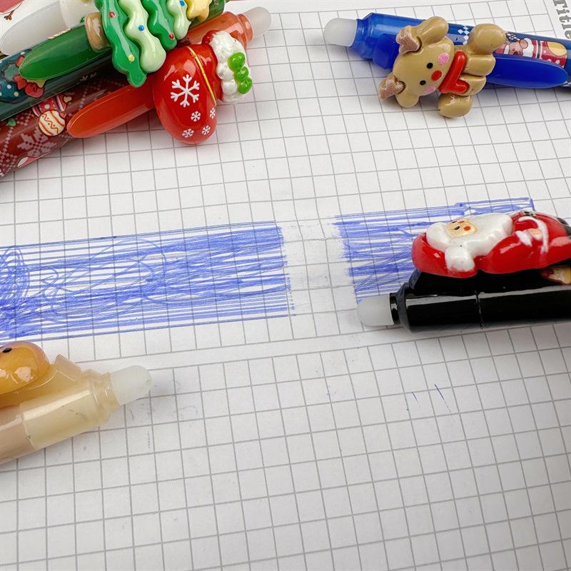 12PC Cartoon Christmas 0.5mm Gel Pen Cute Student Quick Dry Black write Ink Pen High Quality Office Signature Pen Christmas Gift