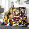 1Pc Happy Minions Holiday Wreath Blanket Soft Throw Blanket For Home Bedroom Bed Sofa Travel Office Solid Christmas Blanket