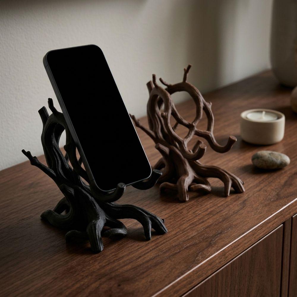 Twisted Tree Root Desk Phone Holder Curved Branch Photo Card Holder Home Decor