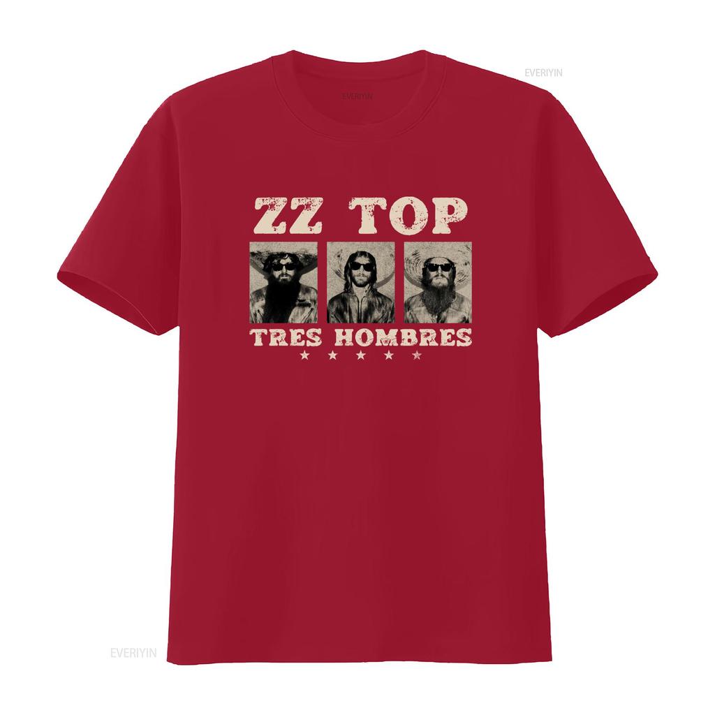 Tres Hombres ZZ Top Retro Rock Blues La Grange Jesus Just Left Chicago T Shirt Vintage Washed Stretched Homme Fashion Stylish