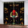 Ancient Egypt Eyes African Pharaoh Lion Black Gold Light Filtering  Window Drapes For Living Space Bedroom Space Window Drape Decor