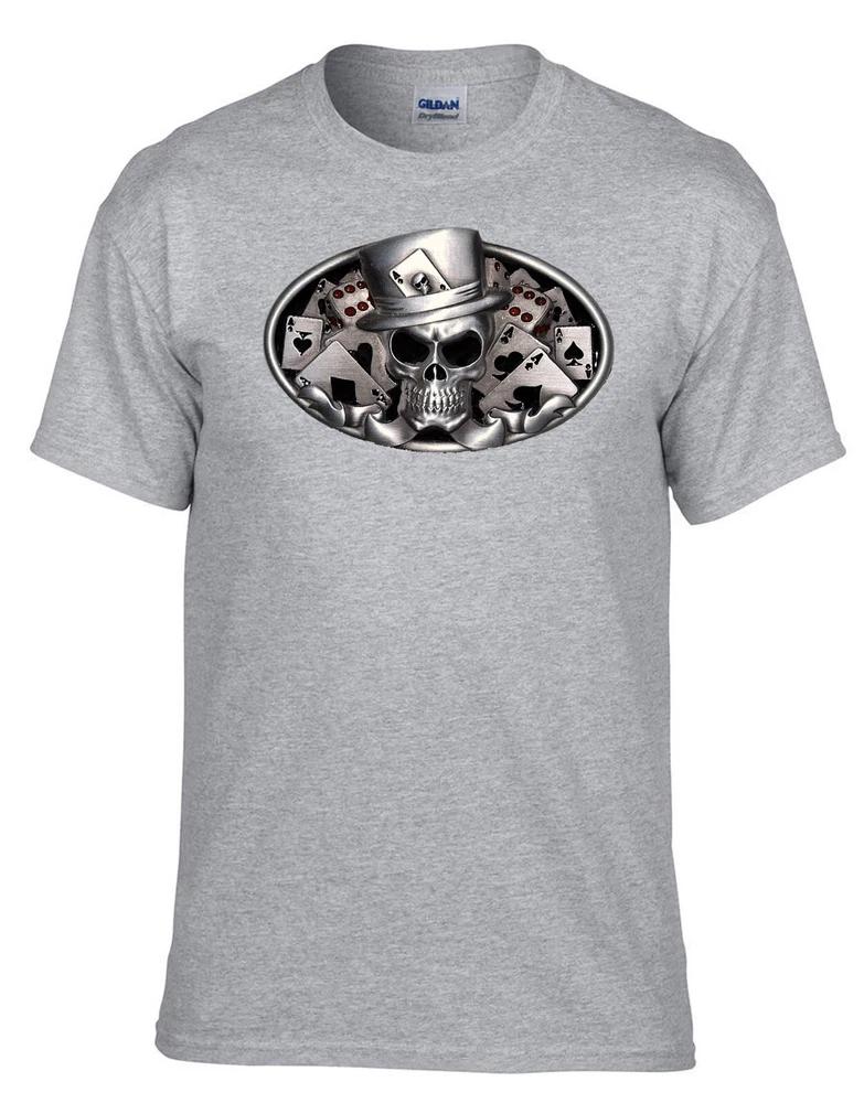 Skull Poker Skull Rockabilly Dice Cards Grey Kids TShirt 291grKids S