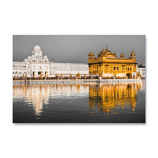 Sikh-Ölgemälde, goldener Tempel, Amritsar-Posterwand, indische heilige Wohnzimmerdekoration