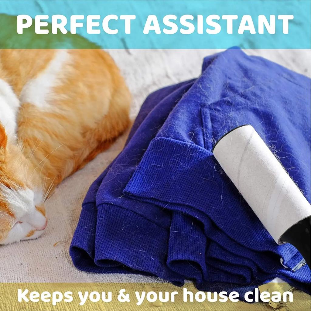 Extra-Klebrige Fusselrolle zur Tierhaarentfernung 60 Blatt/Rolle, Ideal für Hunde- & Katzenbesitzer, Perfekt zur Reinigung von Kleidung & Möbeln