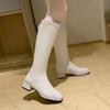 Fashion Comemore Thick Low Heel Knight Knee Boots Women Elegant Shoes Solid Color Spring Autumn Soft Leather Long Botas Large Size 43