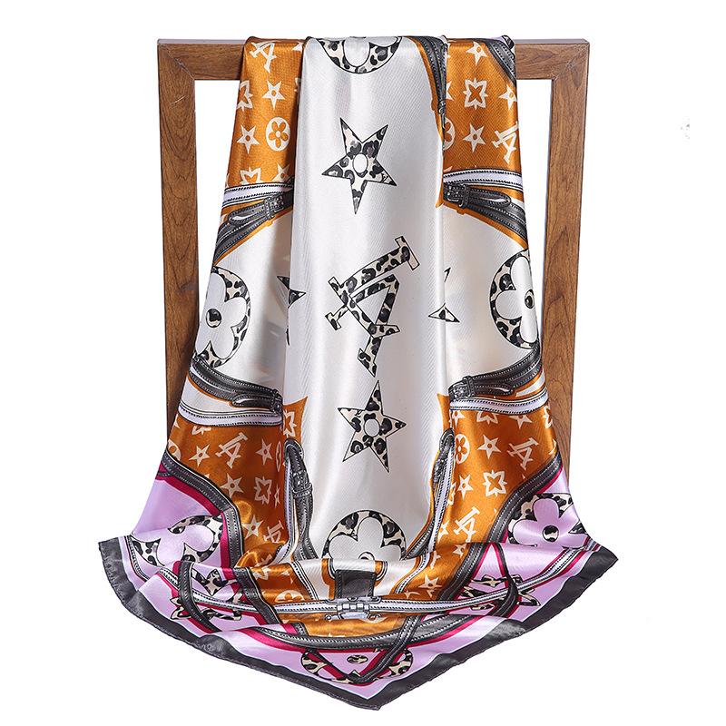 Gefleckter Satin Damen Frühling und Sommer Seidenimitat Schal Bedruckter Kleiner Quadratischer Schal Geschenk Europäischer und Amerikanischer Schal Stola