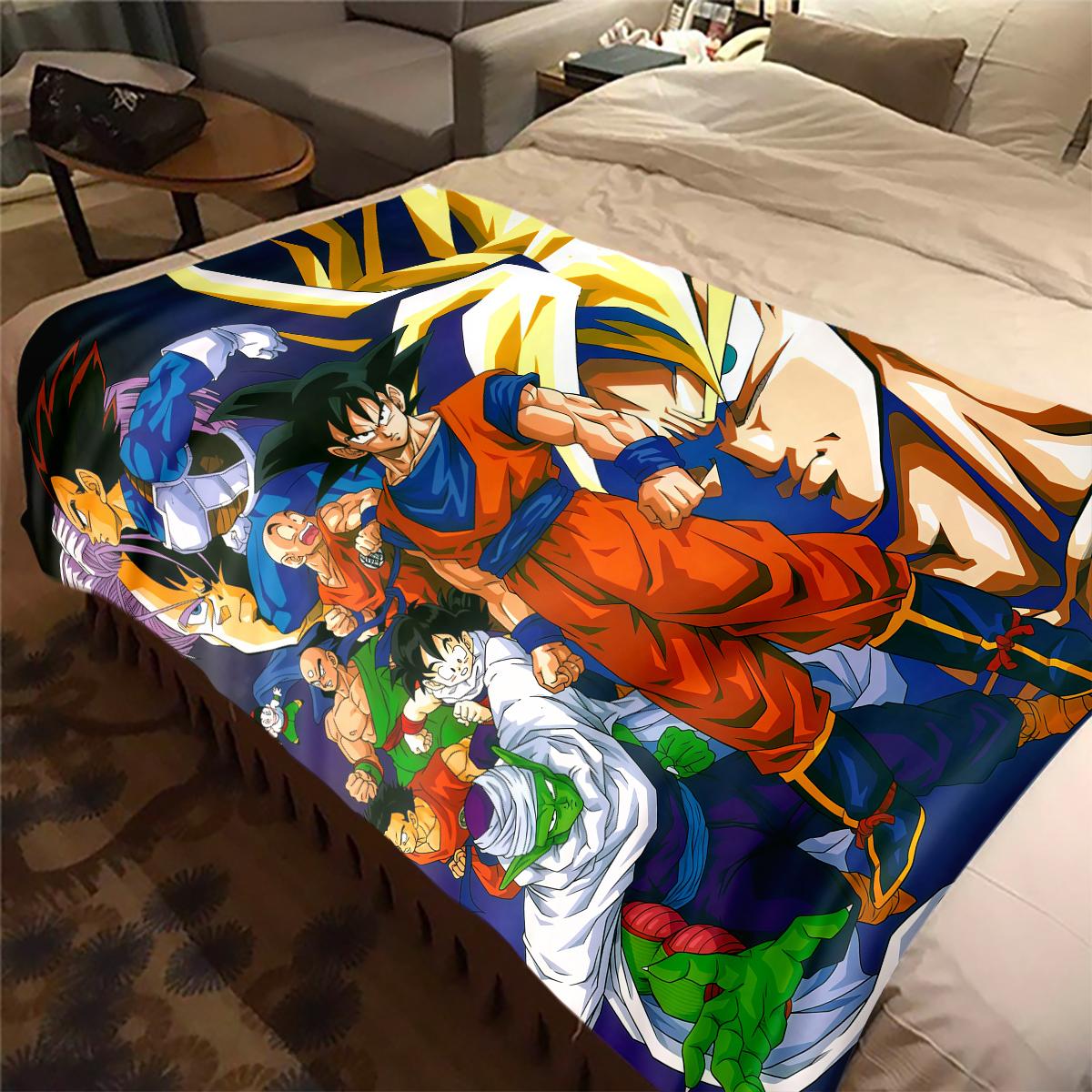 

1PC Son Goku Print Flannel Blanket, High quality All Seasons, Home Decor, Warmth and Comfort, Perfect for Christmas Gifts 80cm x 120cm