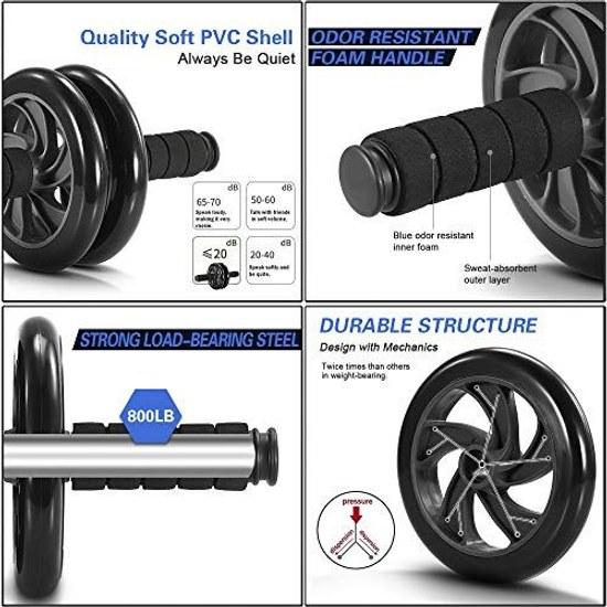 TOMSHOO AB wheel roller kit push-up bars knee mat jump rope hand gripper - home gym workout both men women core strength abdominal exercises.