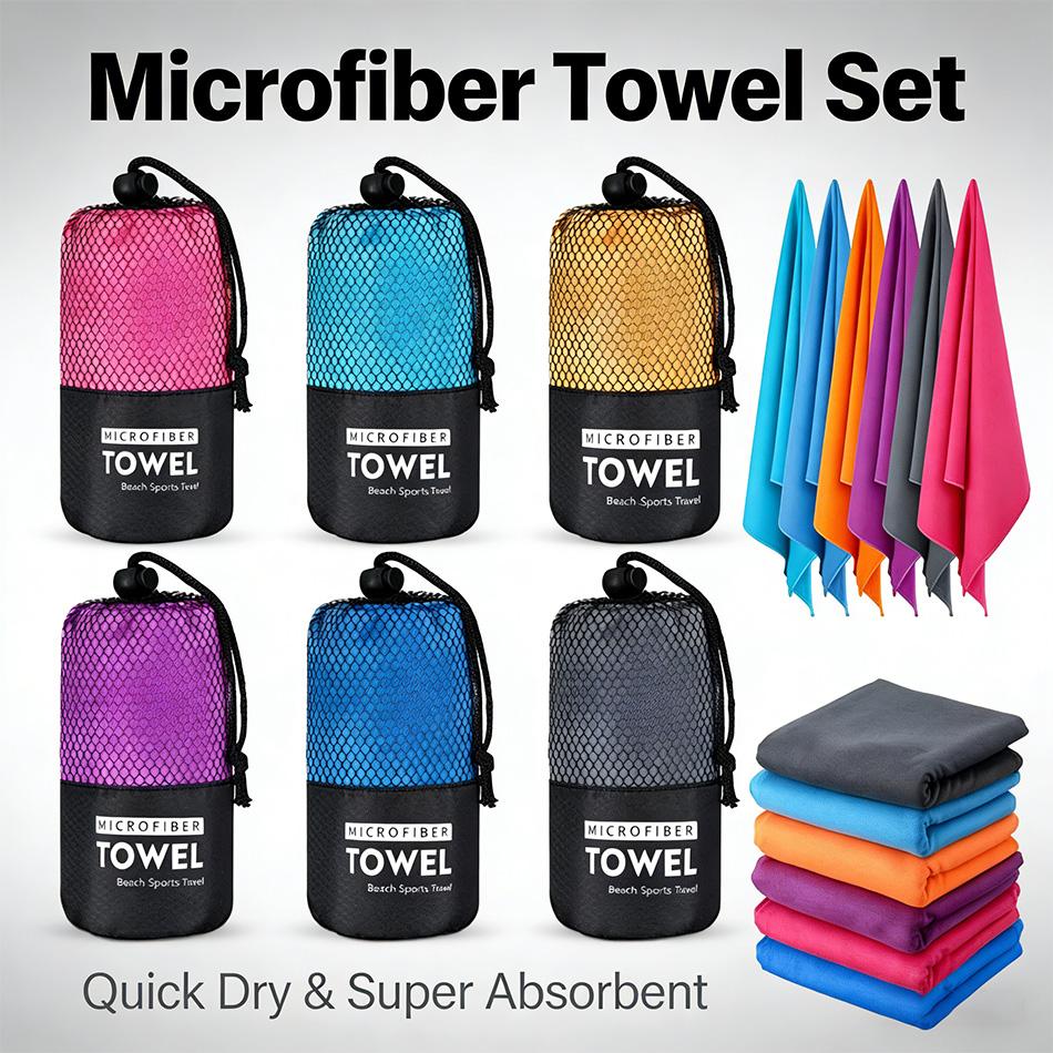 Hot Microfiber Towel Sports Quick-Drying Super Absorbent Camping Towel Super Soft Lightweight Gym Swimming Yoga Beach Towel