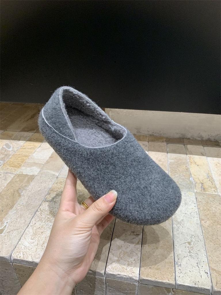 Niche inner heightening velvet Birkenstocks, autumn and winter one-pedal lazy Boken gray fluffy single shoes
