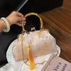 Chinese Style Retro Banquet Bag, Silk Satin New Chinese Qipao Bag, Gourd Embroidery Bamboo Knot Handbag