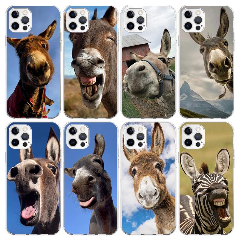 Funny Donkey Phone Case For iPhone 17 Air 11 13 Mini 14 15 Plus 16 12 Pro Max 16E SE 7 8 Pattern Soft TPU Back Cover 13 12 Mini