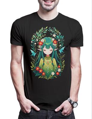 Waldelfen Herren T-Shirt Jugendstil Fantasy Elfen Elfen Fee Feen Lord RPP
