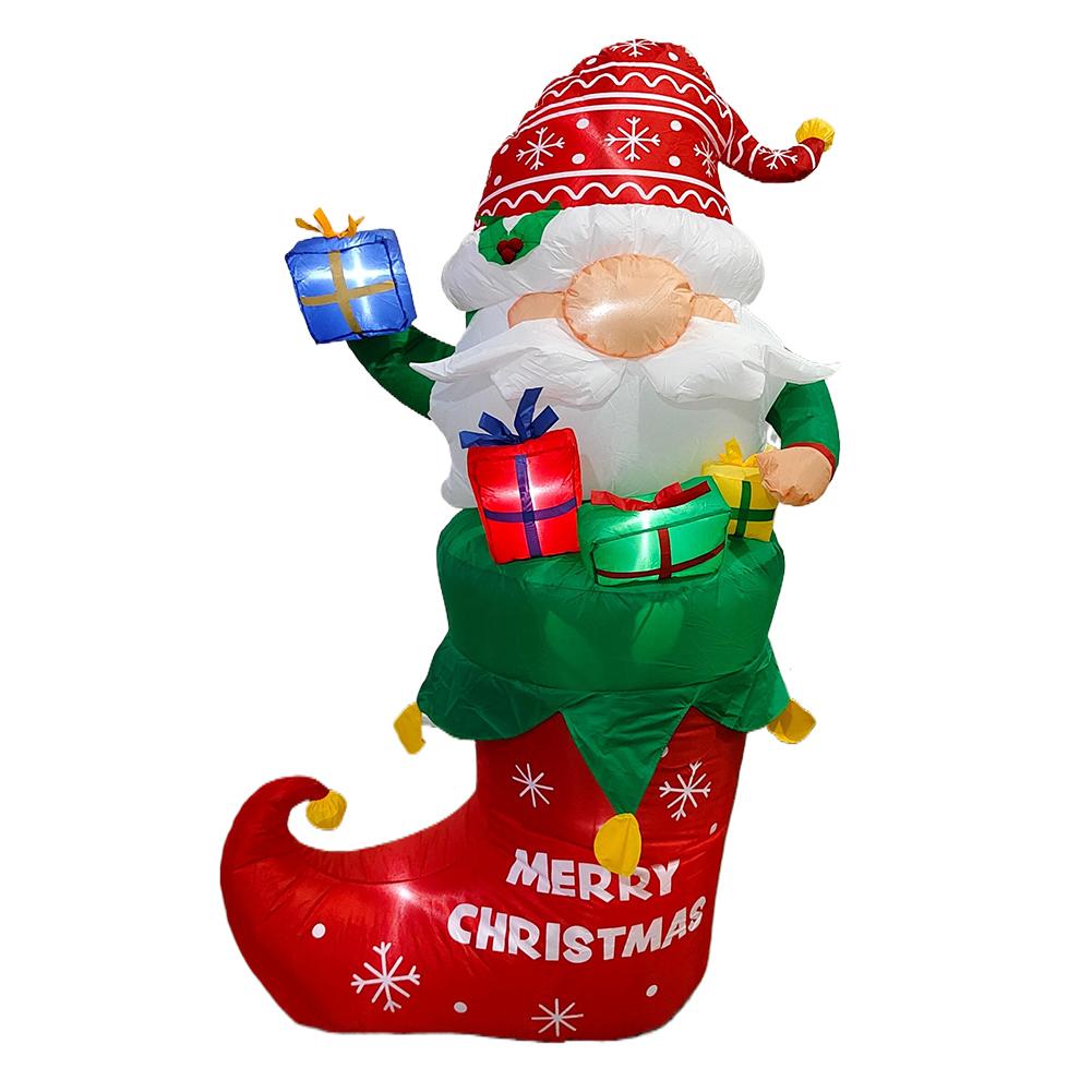 

5 футов Рождественский надувной Санта-Клаус со светодиодной подсветкой Рождественское украшение с зеленым мешком для подарков для вечеринки, улицы, двора, сада, газона