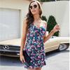 European and American popular women's clothing, summer printing pleated hip-wrapped sexy suspender nightclub dress