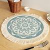 Platzset Baumwolle Polyester Rund Weich Bequem Gewebtes Platzset mit Quasten für Küchen Dekoration A S