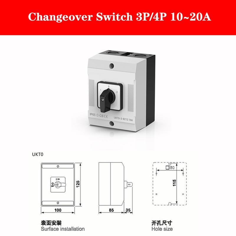 IP65 Dual Power Changeover Switch 3 Poles 40A changeover switch Dual Power disconnector Industrial Cam Switch