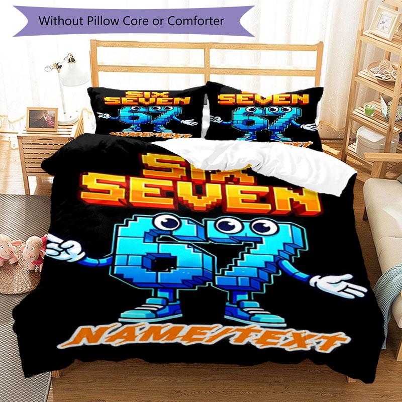 3PC Custom Name "Six Seven Pixel Fun" Bedding Set Printed Bedding Set Duvet Cover Closure Includes 1 Duvet Cover & 159 Pillowcases for Bedroom