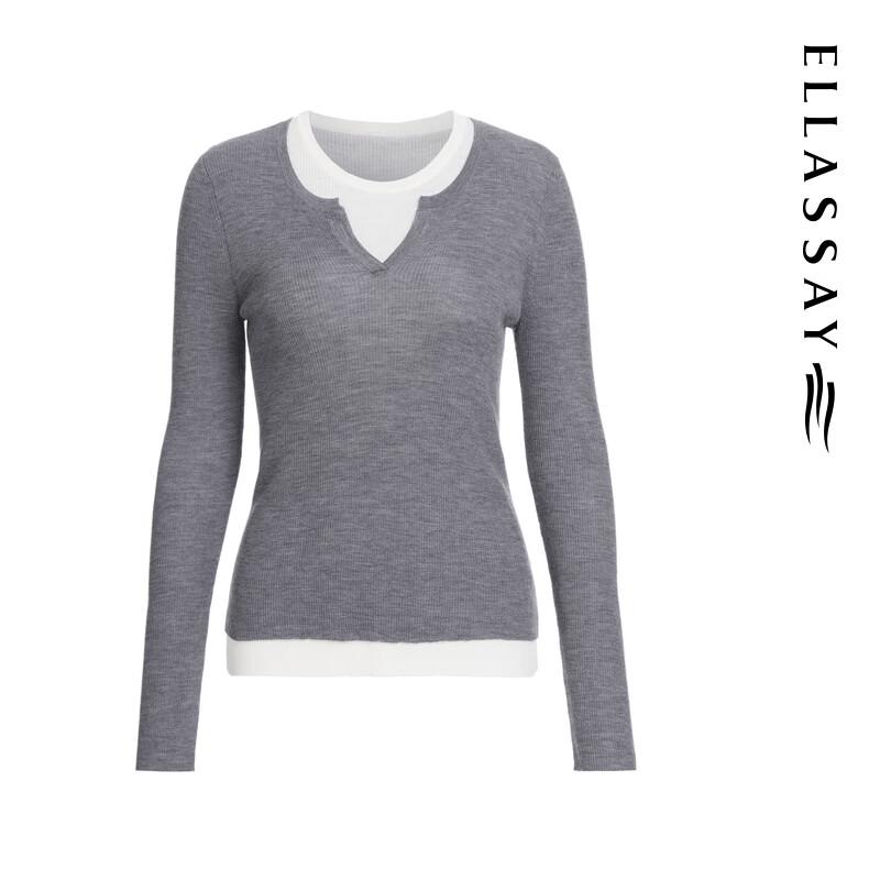 ELLASSAY Women's Relaxed Fit Merino Wool Round Neck Sweater