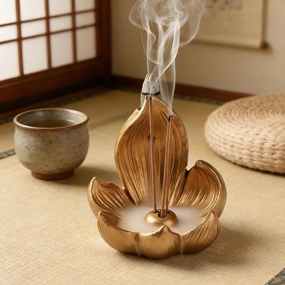 Resin Lotus Tabletop Incense Base Zen Chinese Style Lotus Incense Stick Incense Stick Burner Spa