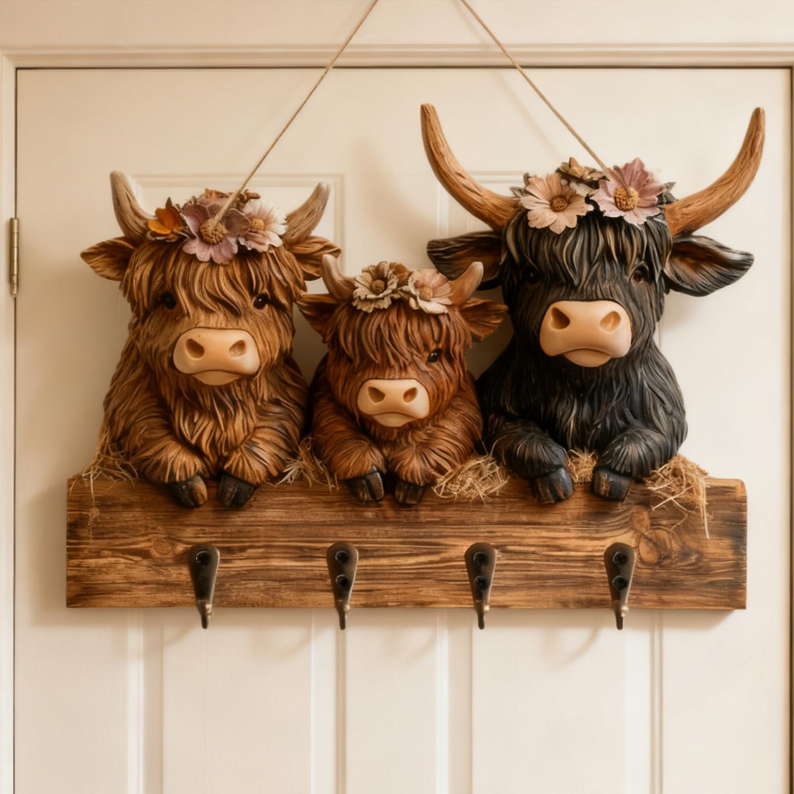 

Key Holder Wall Mount 4 Hooks Cow Design Rustic Hanger Rustic Decorative Wall Key Holder For Hat Coat Bag Backpack Purse Home China Mainland