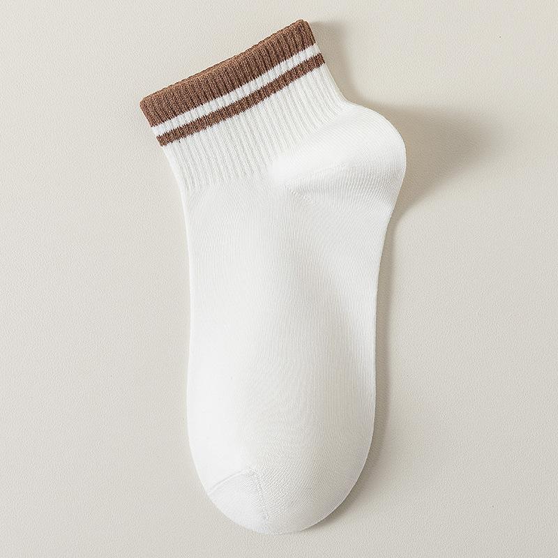 Men's Spring and Summer Thin Cotton Stripe Wicking and Deodorizing Boneless Boat Socks