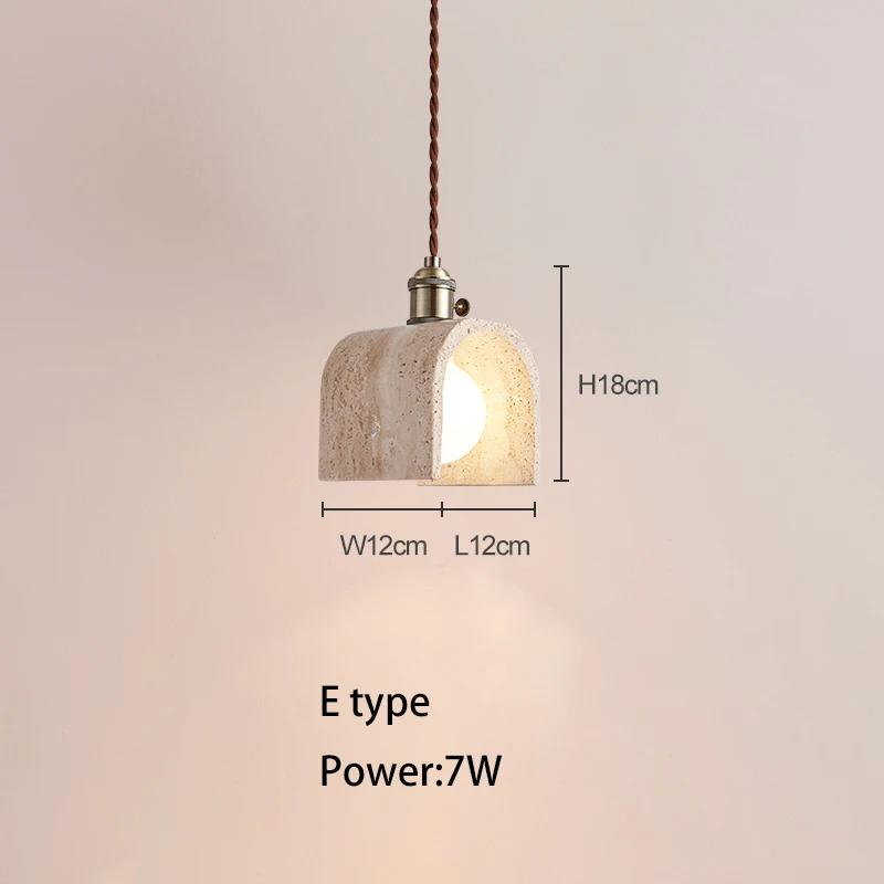 Japanese-style Wabi-sabi Style Yellow Travertine Small Chandelier Cream  Front Desk Bar Restaurant Bedside All-copper Lamps