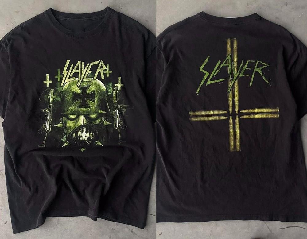 Футболка SLAYER Зеленый Железный Крест Череп 2004 Bay Area Thrash Metal Размер S-5XL Унисекс Футболка S