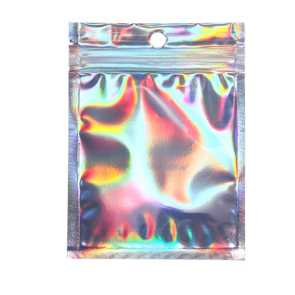 50pcs Self-Sealing Laser Small Plastic Bags for Jewelry Pouch with Clear Display Window Jewelry Packaging Gift Storage Bag