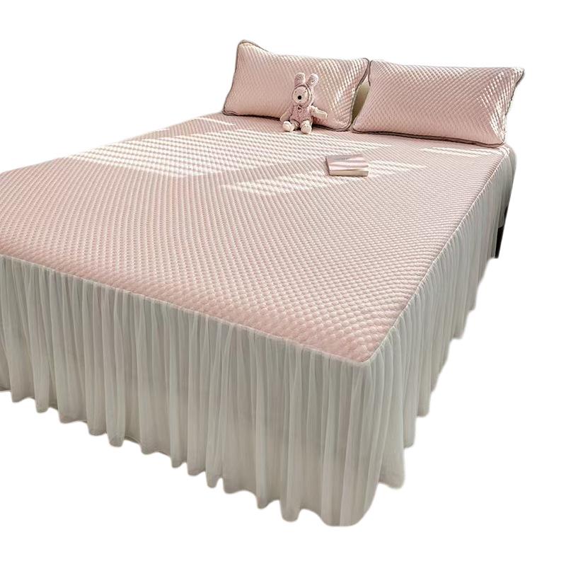 3D Bean Ice Silk Cool Massage Mat - Summer Bed Sheet & Skirt Style for Relaxation and Comfort