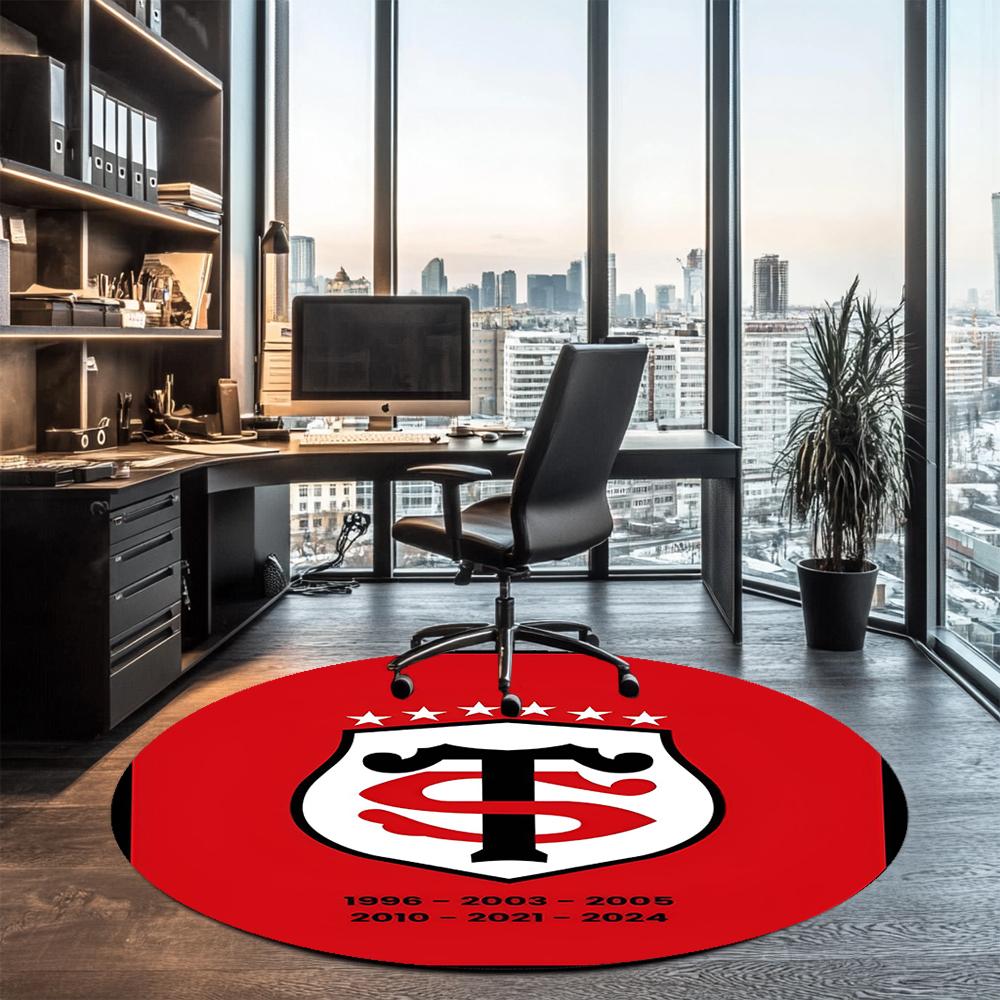 Stade Toulousain Printed Round Rug Carpet Chair Rug Area Rug Entryway Doormats,for Office Chair Living Room Bedroom Kitchen Room.