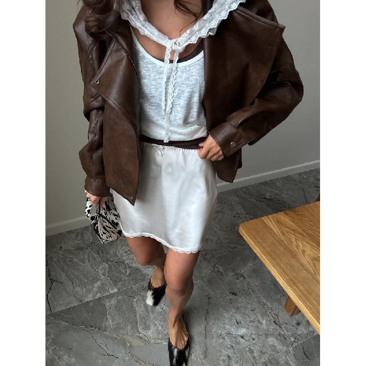 Linad Summer Satin White Mini Skirts For Women Street Chic Red High Waist Skirt Casual Slim Elastic Waist Skirt Female 2025