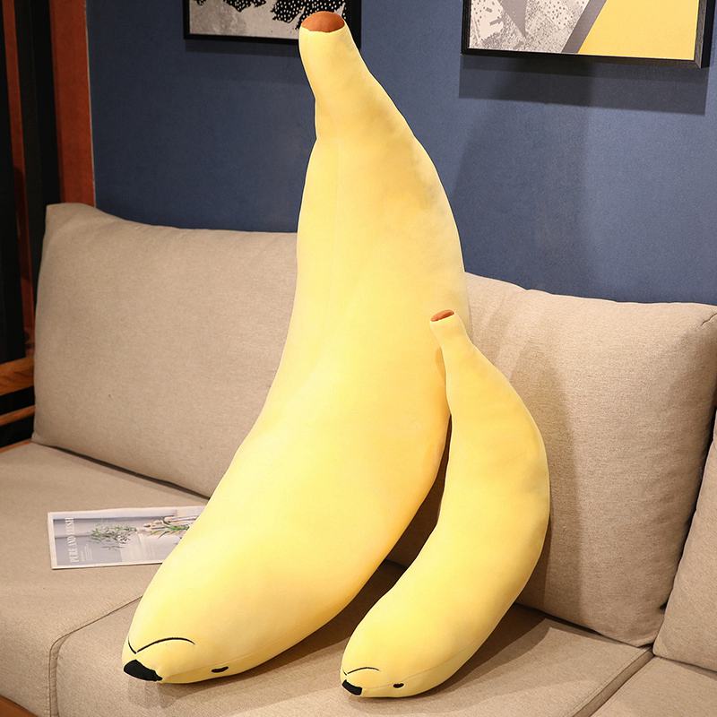 90cm Kawaii Funny Dog With Banana Plush Stuffered Dolls Long Bed Pillow Good Sleeping Pillow Baby Gifts Banana Pendant Keychain