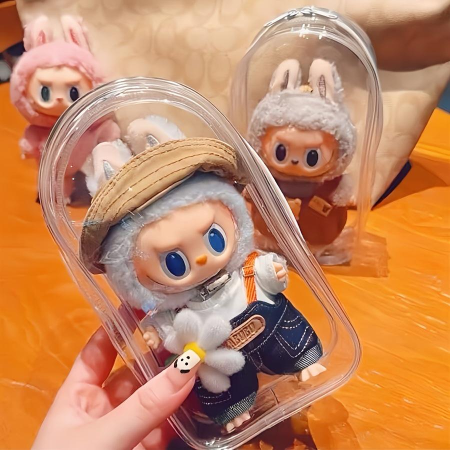 Labubu Cute Doll Transparent Dustproof Vinyl Cover & PVC Carrier Bag