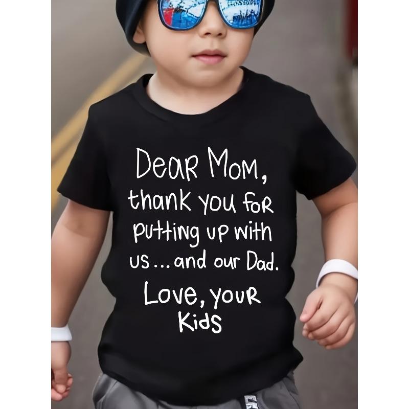 

European Size Boys Round-neck Short-sleeved T-shirt with Unique English Patterns 164cm