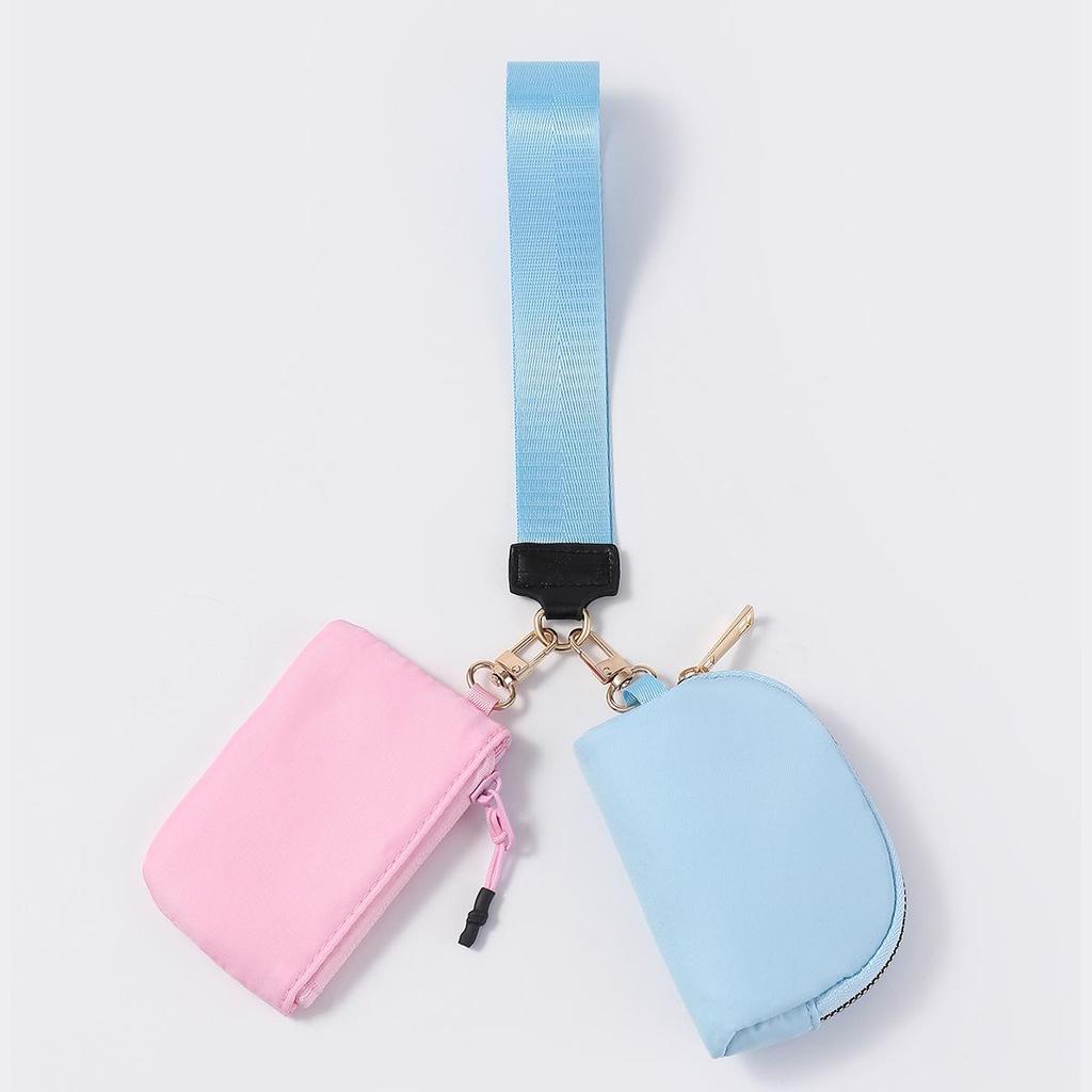 LULU Color Block Waterproof Nylon Coin Purse & Wristlet Key Bag