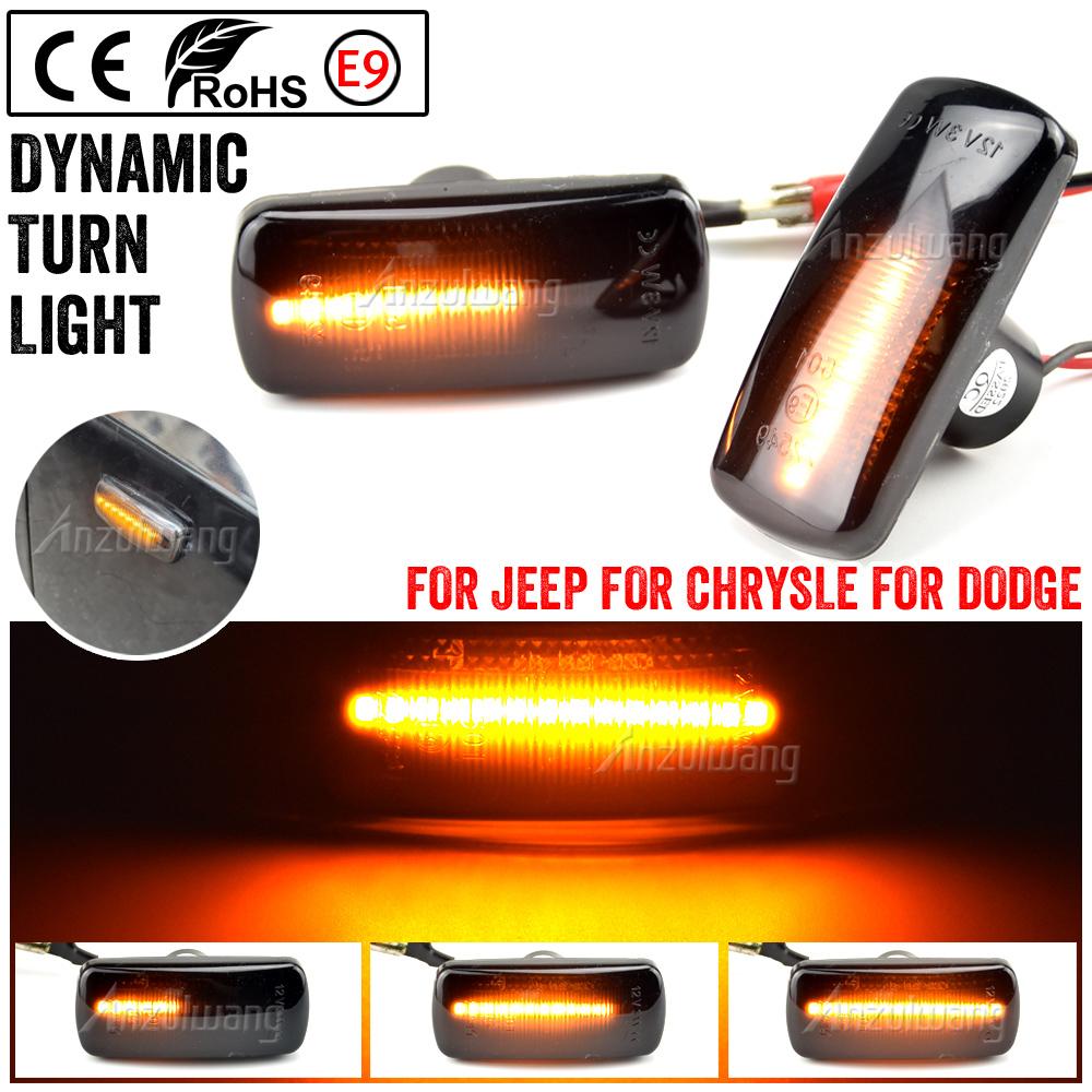 

2 шт. Динамічні світлодіодні бічні габаритні вогні-поворотники для Jeep Compass MK49 Grand Cherokee Liberty KK Patriot Commander XK Smoked black