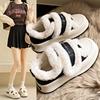 Women's Cotton Shoes Winter 2024: Soft-Sole Plus Velvet White Sneakers with Magic Stickers, Size 34.
