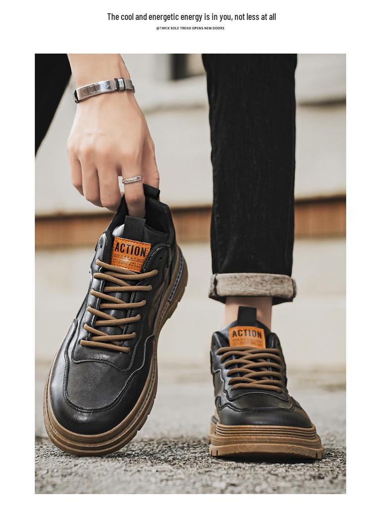 Herren Trendige Wasserdichte Martin Boots: Atmungsaktive, rutschfeste Freizeitschuhe aus Leder für den Herbst.