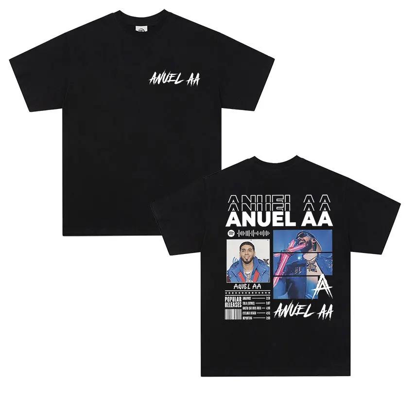 Rapper ANUEL AA Real Hastala Muerte Tour 2025 New Album T Shirt Unisex Retro Hip Hop Fashion Cotton Short Sleeve Tshirt Streetwear