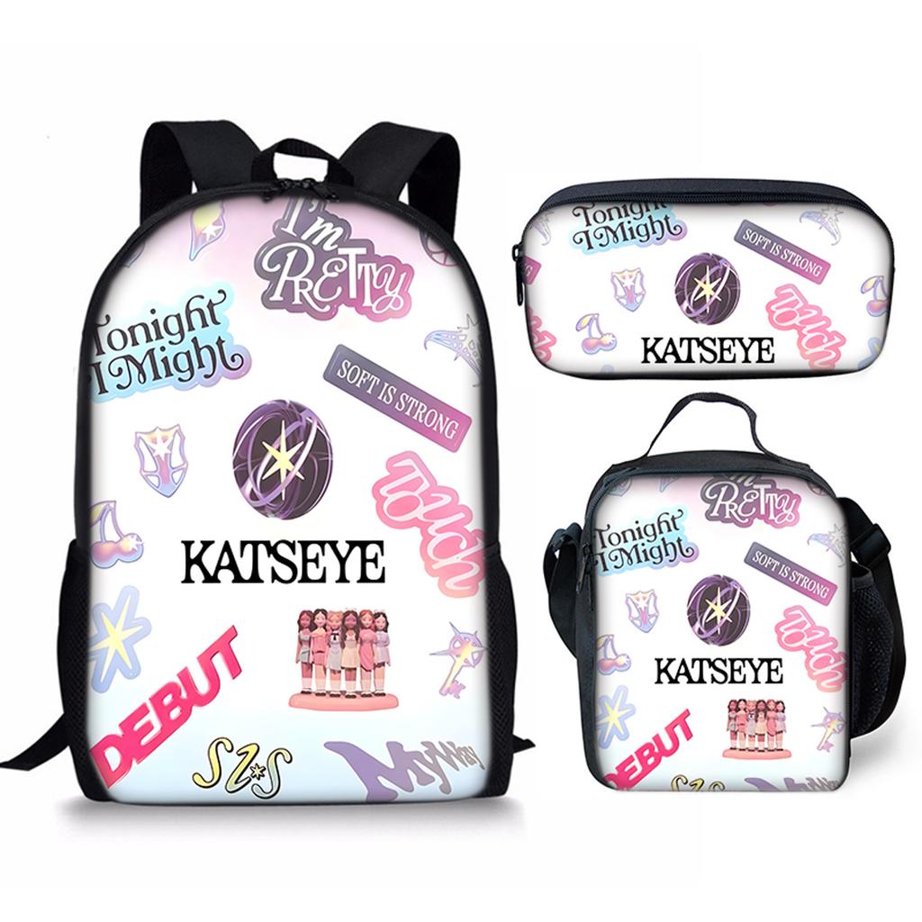 Luxury Popular Funny Novelty Kpop Katseye 3D Print 3pcs/Set pupil School Bags Laptop Daypack Backpack Lunch bag Pencil Case