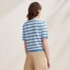 Zhaojun Silk Blend Striped Knit Short Sleeve T-Shirt