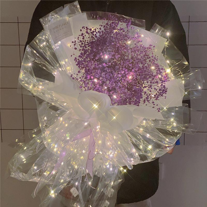 1Pc Multipurpose Flower Wrapping Paper Cellophane LED Bouquet Packing With Led Light Waterproof