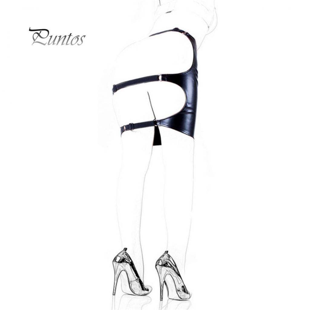 Modeartikel Kunstleder Frauen Exposed Ass Bondage Rock Kleid Intimes Sexspielzeug Paar Spiel