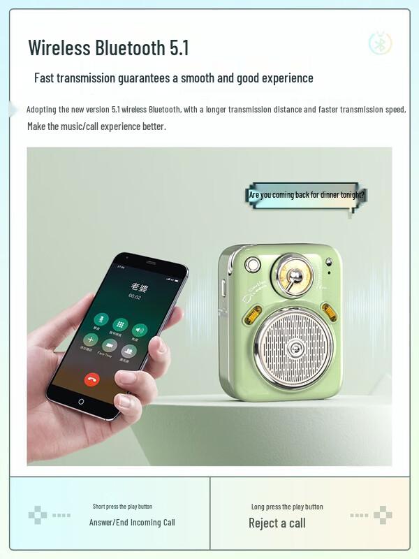 Dot Tone Beetle Retro Mini Portable Bluetooth Speaker CN plug (adapter included)