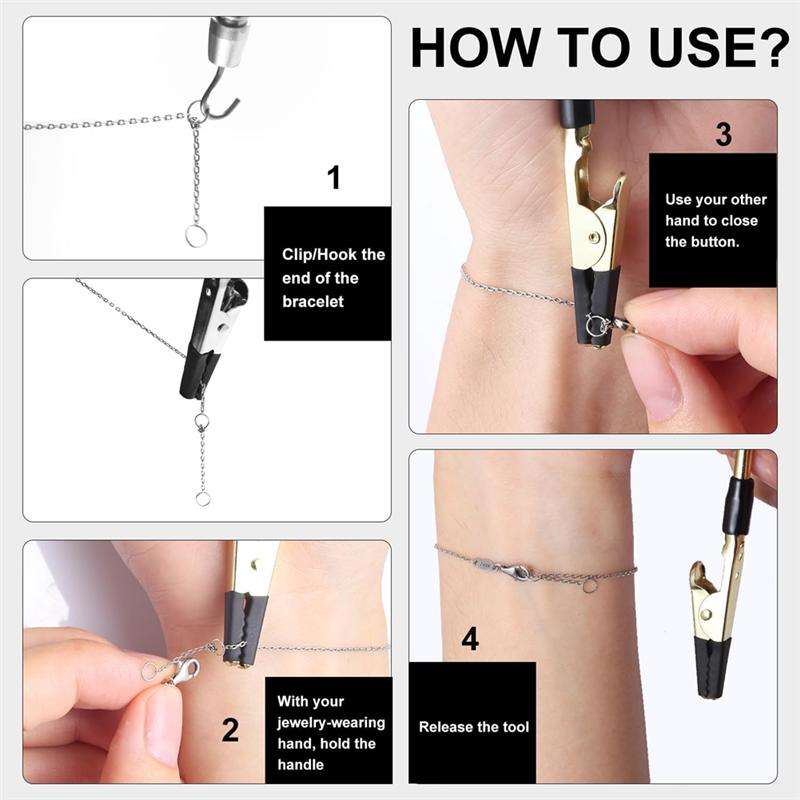 VOJO Bracelet Helper Tool 3PCS Fastener Set Assists In Putting On Bracelets Without Help, Clasp Support Holder Jewelry Tool
