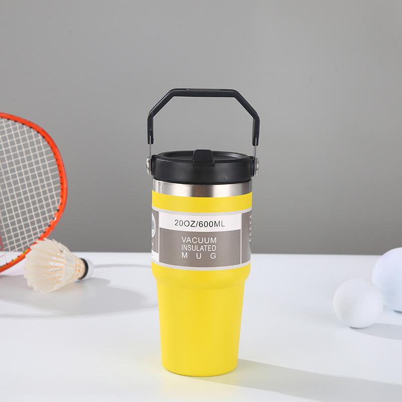 Large Capacity Insulated Stainless Steel Car Cup with Handle and Straw Lid