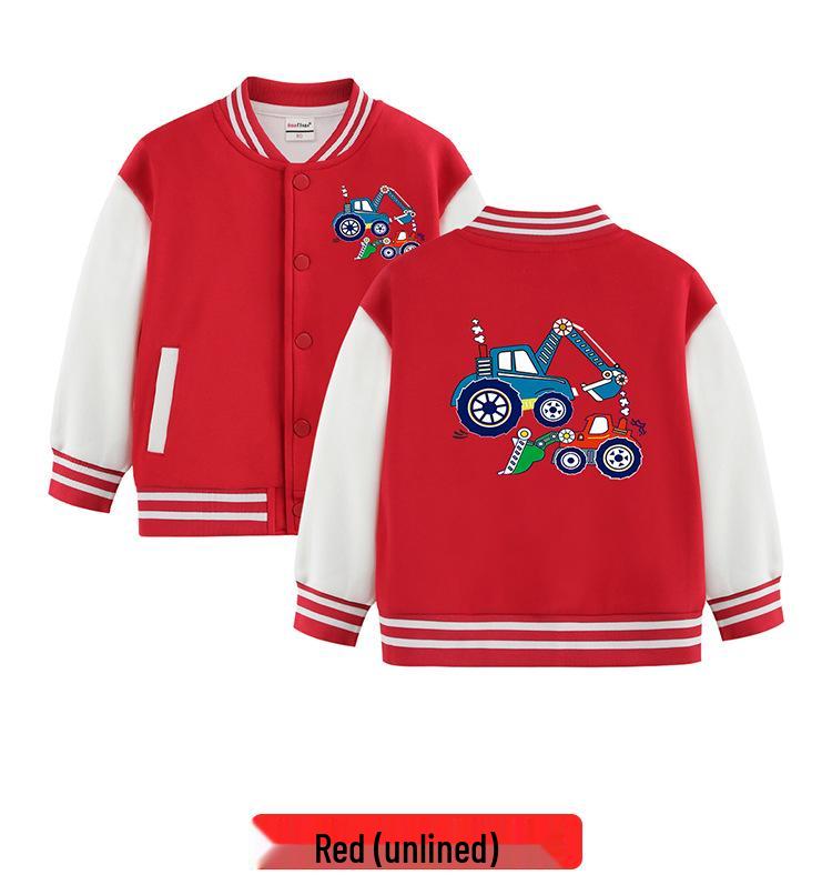 Boys' Versatile Spring/Autumn Jacket - Trendy Velvet Baseball Cardigan