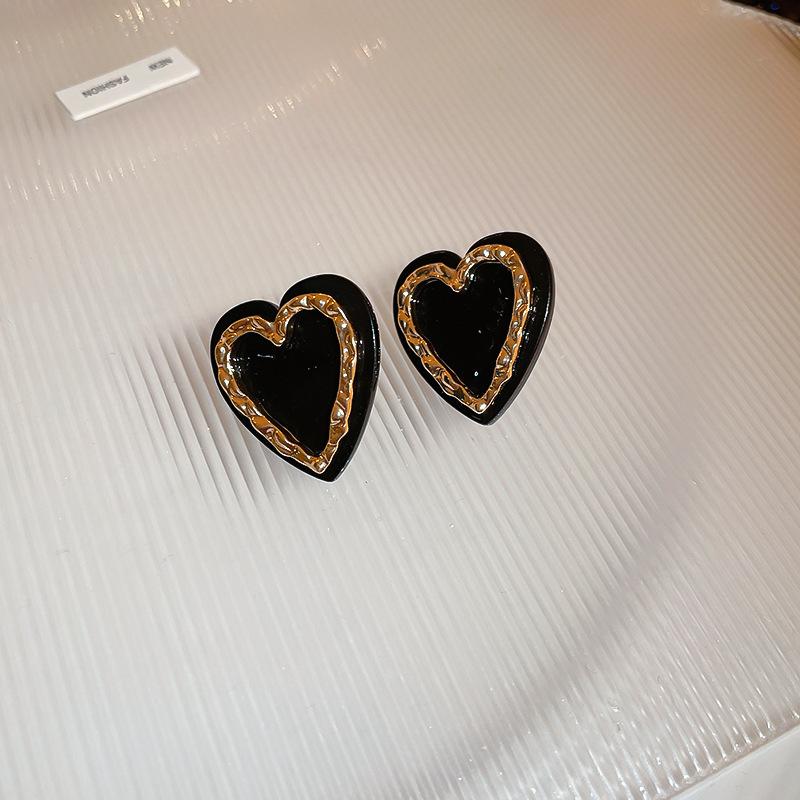 Black Enamel Oil Drop Butterfly Earrings Retro Versatile High-end Stud Earrings Niche Earrings Women
